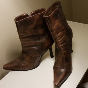 Distressed Leather Booties